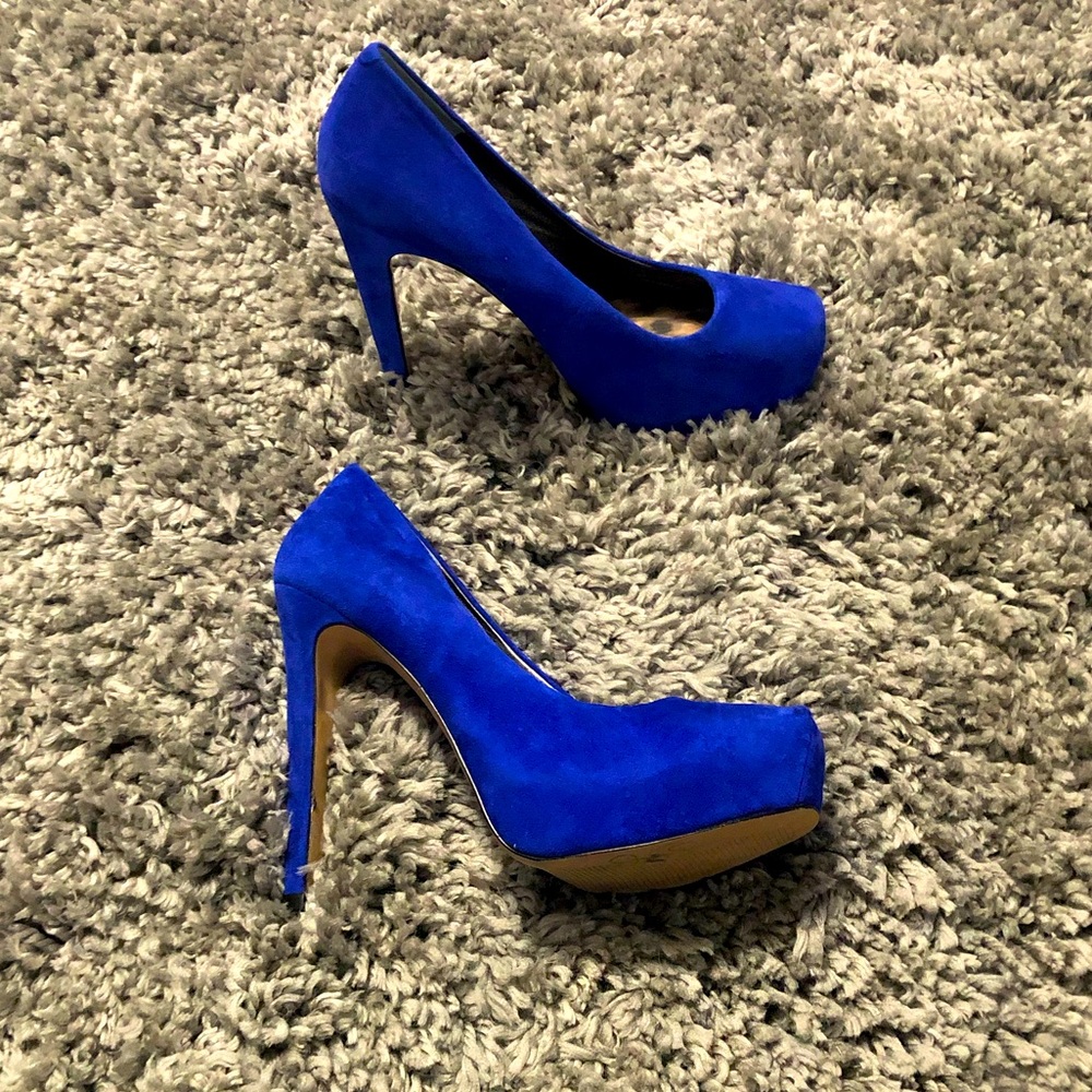 Womens Sz 6.5 Blue Suede Jessica Simpson Heels